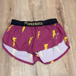 Chicknlegs pink and yellow lightning bolt shorts
